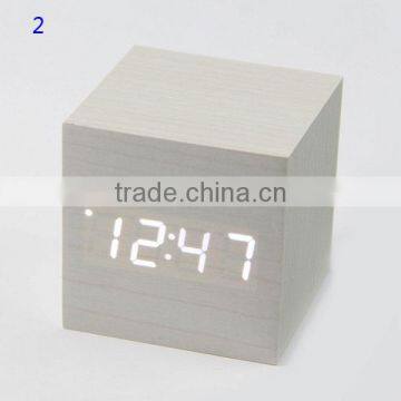 Multicolor Cube Led Digital Alarm Wooden Clock photo-3