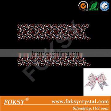 Red Cheer Bow Strip Rhinestone Iron On Bling Transfer Trim Applique photo-4