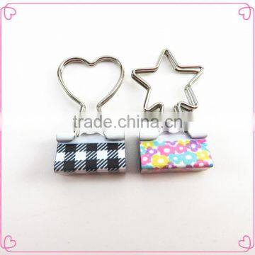 Popular star and heart shape metal binder clip with colorful printing