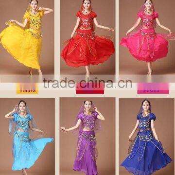 Chiffon paillettes and bells belly dancing set bollywood belly dance outfits