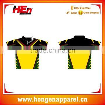 Hongen apparel stylish OEM service Dry Fit 100% Polyester sublimated yellwo rugby jersey