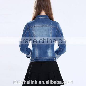 2016 Latest Korean Style Long Sleeve Designer Jean Jacket Designs Customized photo-3