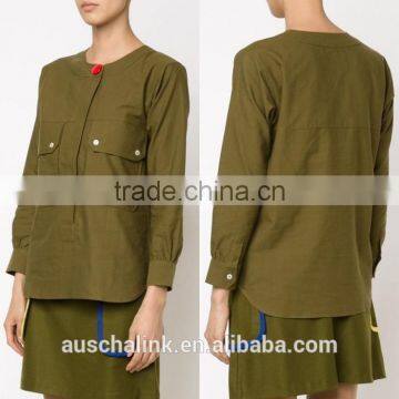 New Arrival Khaki Patch Pocket Fancy Casual Shirt OEM Service photo-6