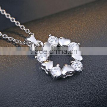 925 sterling silver heart crystal necklace jewelry