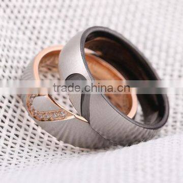 Matching love heart shape women and mens engagement rings high end titanium steel finger rings for valentine's gifts