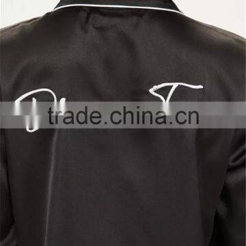 MGOO Custom Designs Women Long Sleeves Black Satin Embroided Pajama Sets Silk Custom Logos Your Tag Sleepwear photo-5