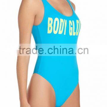 Retro One-Piece Swimsuit Double Scooped Neckline Customize Screenprinted Logo Across Bust Swimwear High-Cut Sides Nylon Stretchy photo-4