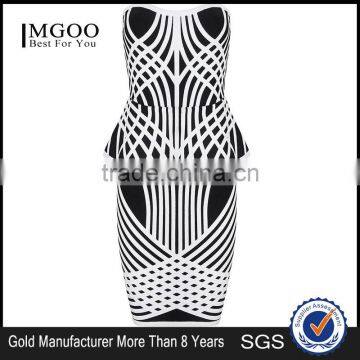 MGOO 2015 OEM Services Two Sets Women Dress White Black Slim Fitting Wholesale Strapless OL Sexy Dress H1108 photo-3