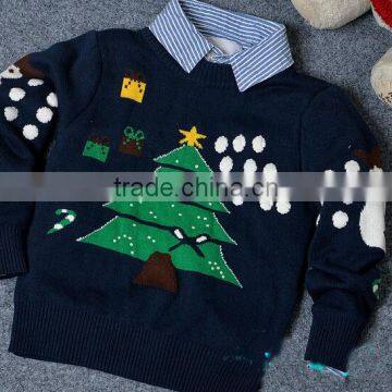 Wholesale Western Style Red Navy Blue Cool Baby Christmas Jumpers photo-2