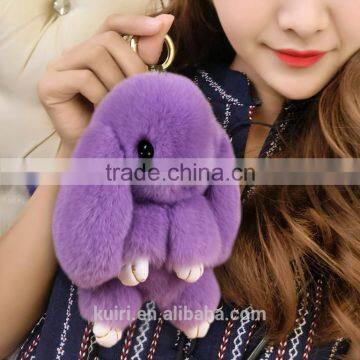 2017 New Arrive 15cm Hare Rabbit Fur Doll Handmade Bunny for Womens Bag Charms or Car Pendant Pom Pom Keychain photo-5