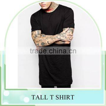 NEW ARRIVAL Euro style Hip Hop Men's Longline T shirt short sleeve Men tall blank T shirt. Logo Customized