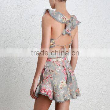 Retro Flutter Frill Crop Top and Lace Shorts Vintage Lady Garments photo-4