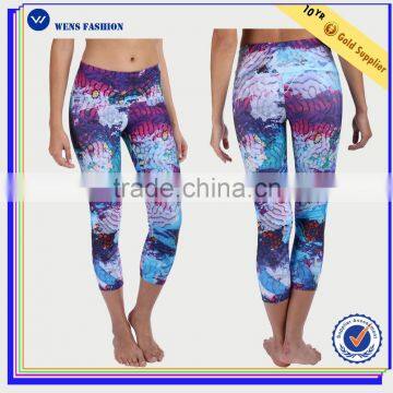 Sexy capri tights cheap colorful leggings women flowery leggings