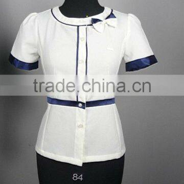 Lady's elegant pretty business office shirt, 2013 newest style, Office lady short sleeve shirt fashion blouses workwear shirt