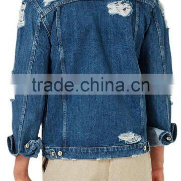 Fashion Model Custom 100% Cotton Jean Jackets Men Wholesale Fitting Cropped Fancy Denim Jackets photo-4