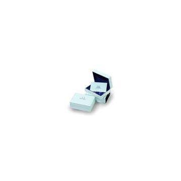 Custom Plastic shell Jewelry Packaging Rigid / Paperboard blue Gift Boxes For Ring Storage