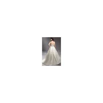 A Line Satin Short Sleeve Womens Wedding Dresses With Detachable Beaded Lace Jacket