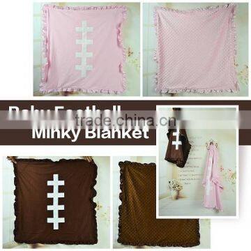 Wholsale kids minky fabric knit cotton toddler baby football minky baby fleece travel blanket baby soft floral polar blanket