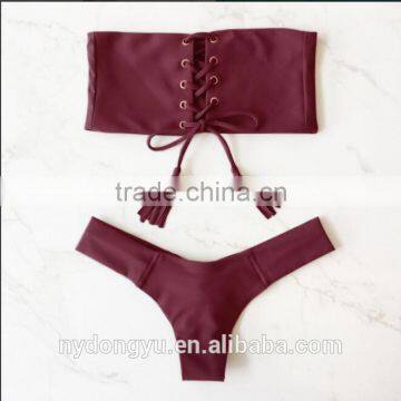 purple drawstring halter swimwear bikini/moje fancy bikini swimwear/ fancy bikini set swimwear beachwear