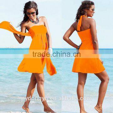 orange women wrap beach dress/sh wi fashionable 12 color summer beach dress