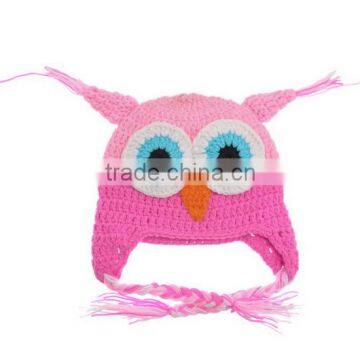 2014 Winter China Wholesale Infant Animal Adorable Owl Earflap Newborn Baby Knitted Wool Hat