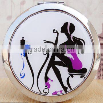 Look Cosmetic Compact Travel Handbag Pocket Double Mirror,Mini Small Pocket Round Cosmetic Makeup Compact Travel Portable Mirror