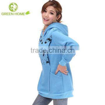 OEM premium cotton Anti-Allergy Factory direct sell fashional design long style 100 pcs moq pregnant hoodie
