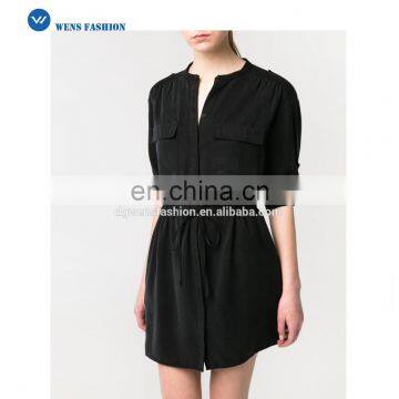 2017 China manufacturer Customized plus size long sleeve Blank Cotton Shirt Dress