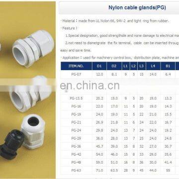 Nylon Cable Gland Plastic Waterproof Cable Glands PG7, PG9, PG11,PG13.5,PG19,PG21 photo-2