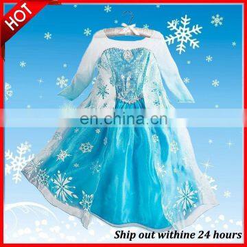 Free Shipping Frozen Elsa Dress for Girls Cosplay Costume Movie Frozen Elsa Costume Kids