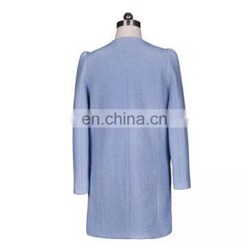 Guangzhou Clothing Wholesale V Neck Bowknot Stitching Women Woolen Coat