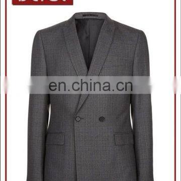 Mens Check Print Slim Fit Double Breasted Suit Jacket