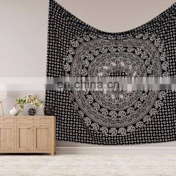 Indian 2017 Wall Hanging Hippie Handmade Black Ombre Mandala Tapestry Bohemian Bedspread Dorm Decor 95"X85" Inch