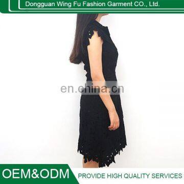 Temperament slim Short Sleeve black Lace Dress