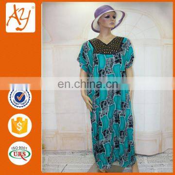 Dubai beaded on neck with animal print kaftan dress