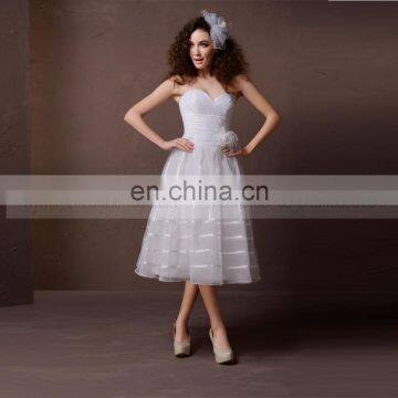 Elegant plain A line sweet heart with a lovely handmade feather flower wedding dress