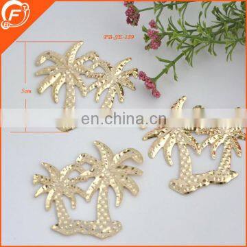 coconut tree shape metal clothing trim for garment in gold color