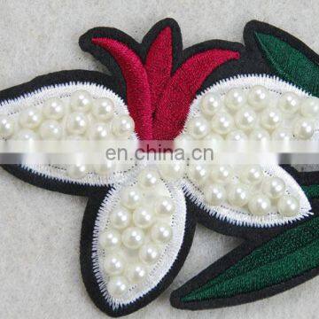 Hot Sell Pearl Beaded Applique Fashion Design Flower Patch photo-3