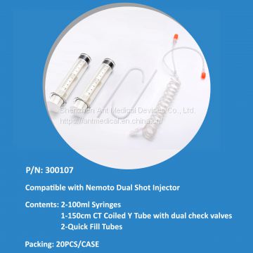 CT Syringe For Nemoto Smart Shot Alpha A-25 & A-60, Dual Shot Power Injectors