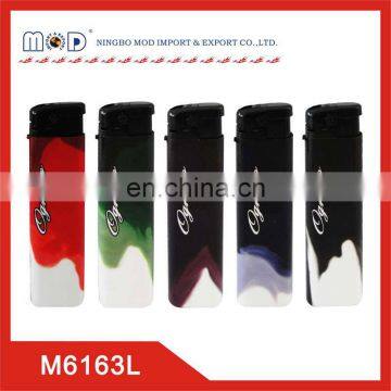 Refillable plastic electronic butane gas lighter with customized printing