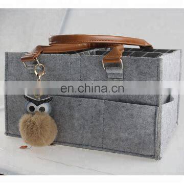 Customized Felt Diaper Caddy Bag With Cotton Lining and Changing Pad photo-7