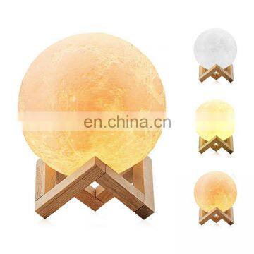 Creative Gift Decoration 3d Moon Light Rechargeable Night Light 3 Colors Touch Control Lamp Lights photo-2