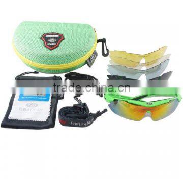 Green Frame Outdoor Hunting Golf Fishing Hiking Sport Riding Skiing Uv400 Polarized Sunglasses Glasses 5 Lenses Case