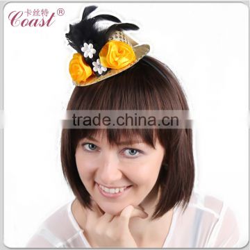 orange color feather wedding flower headdress for sale