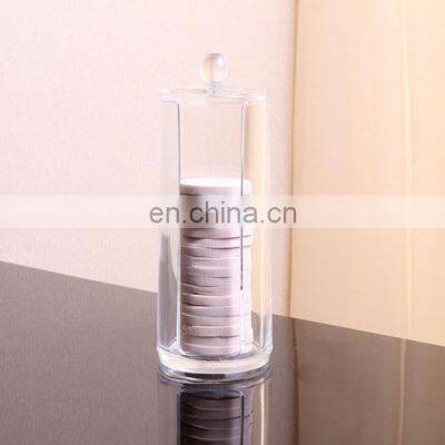 Acrylic Cotton Swab Organizer Box Portable Round Container Storage Case Make up & Pad For Home Hotel Office