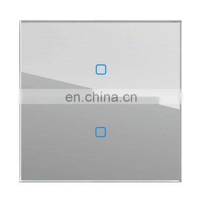 Type 86 UK/EU Standard 2 Gang 1/2 Way Wall Push Button Light Switch Tempered Glass Panel  Socketes and Switches Electrical 10A