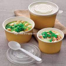 Kraft paper cup paper salad bowl disposable paper bowl with lid disposable takeaway food packaging