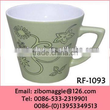 Hot Sale Colored V Shape Porcelain Promotion Kids Soup Mug Cup with Good Quality