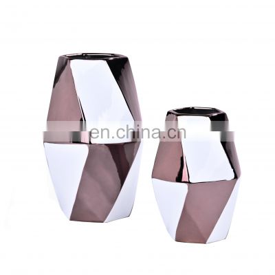 Nordic European-style Light Luxury Creative  White Pink-Golden Porcelain Vase Ceramic Vase For Home Decoration