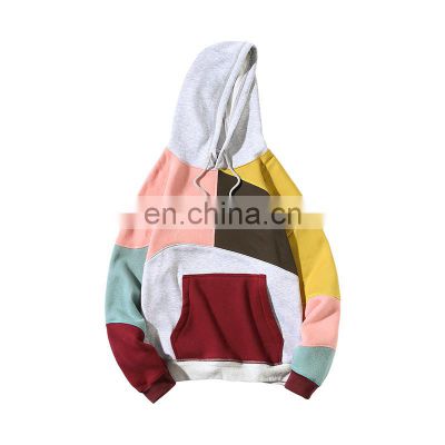 Manufacturers wholesale men's hooded casual sports plus size sweater pullover contrast stitching jacket custom hoodie S-5XL